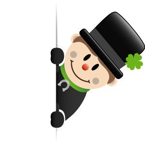 Bild im Zeichentrickstil. mit Figur die lächelt und wie um die Ecke hinter einer Wand hervor blickt. Die Figur stellt einen Schornsteinfeger dar.