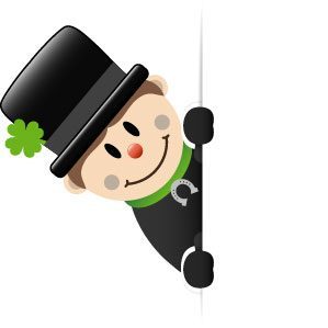 Bild im Zeichentrickstil. mit Figur die lächelt und wie um die Ecke hinter einer Wand hervor blickt. Die Figur stellt einen Schornsteinfeger dar.